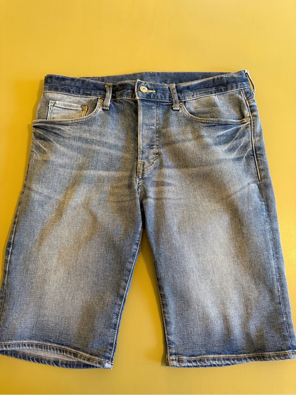 H&M Men's Blue Denim Jean Shorts with Button Fly